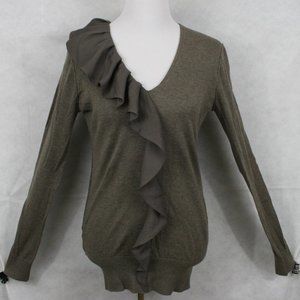 Ann Taylor LOFT Heather Brown Cotton Blouse SZ M